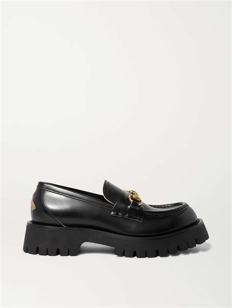 gucci horsebit detailed leather loafers